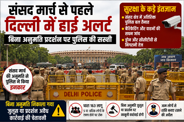 दिल्ली संसद मार्च सुरक्षा